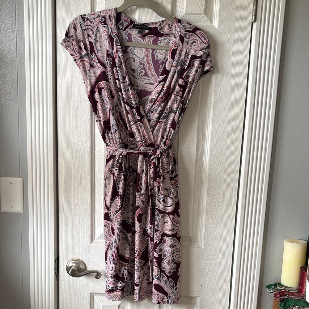 Banana Republic Maroon and Pink Paisley Dress